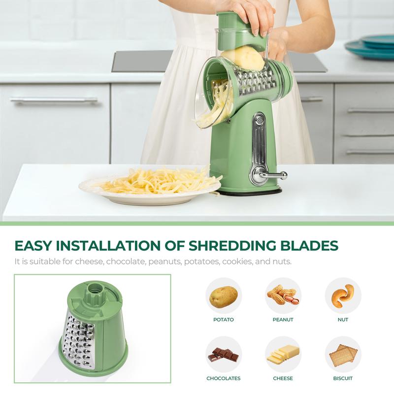 SUSTEAS Rotary Cheese Grater with Handle